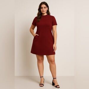 Theory “Jasneah” mod shift mini dress in rich orange red color. Size 12